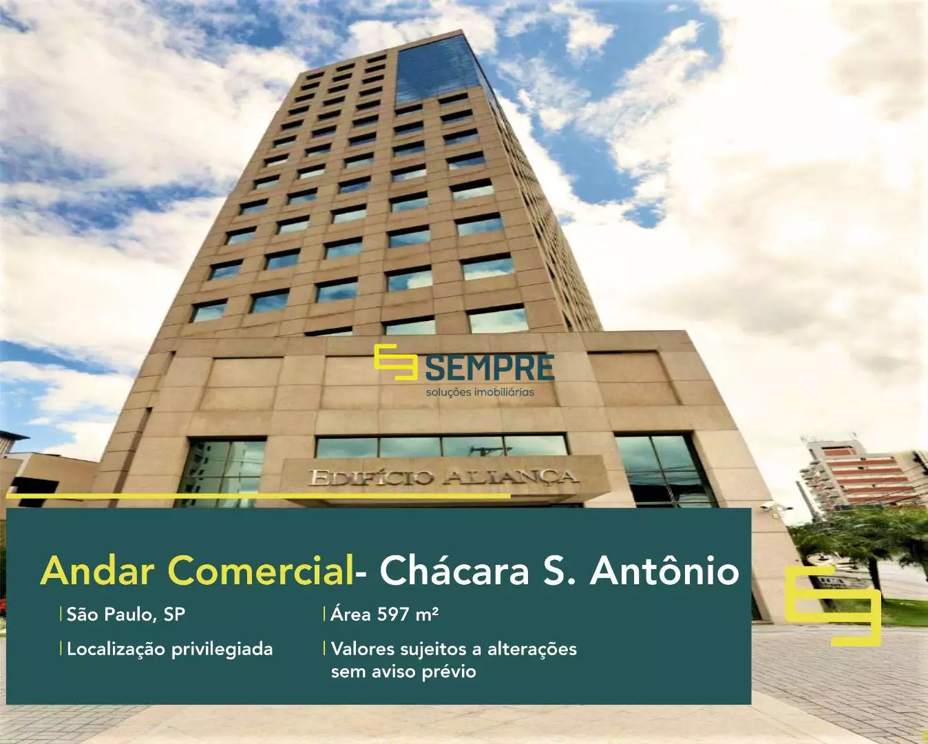 Lajes corporativas em São Paulo no Chácara Santo Antônio, excelente localização. O ponto comercial conta com área de 597 m².