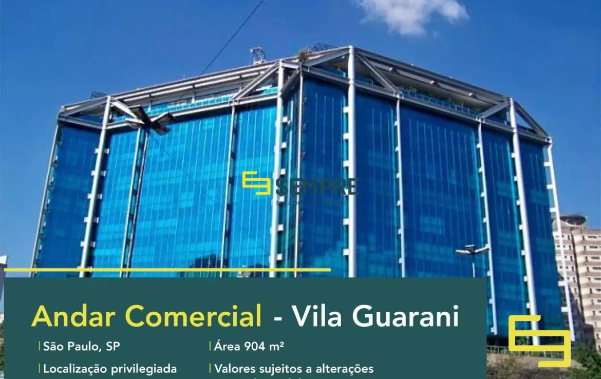 Lajes corporativas para locação no bairro Vila Guarani em São Paulo, excelente localização. O ponto comercial conta com área de 794,44 m².