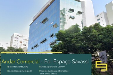 Andar corporativo para alugar no bairro Savassi em Belo Horizonte, excelente localização. O ponto comercial conta com área de 211 m².