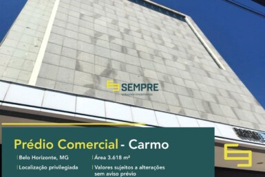 Prédio corporativo para locação com 11 vagas no Carmo em Belo Horizonte. Prédio comercial para locação de salas comerciais.