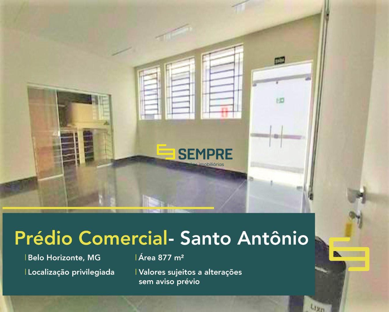 Prédio comercial para alugar no Santo Antônio em Belo Horizonte, excelente localização. O andar comercial conta com área de 877 m².