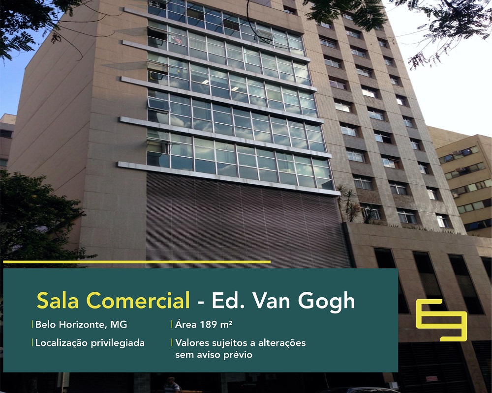 Sala comercial para alugar no bairro Lourdes em Belo Horizonte, excelente localização. O estabelecimento comercial conta com área de 189 m².