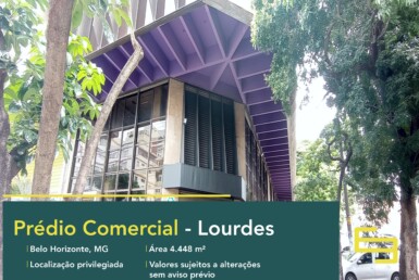 Prédio comercial para alugar no Lourdes com 10 vagas em BH. Salas comerciais/Andares comerciais/Lajes corporativas.
