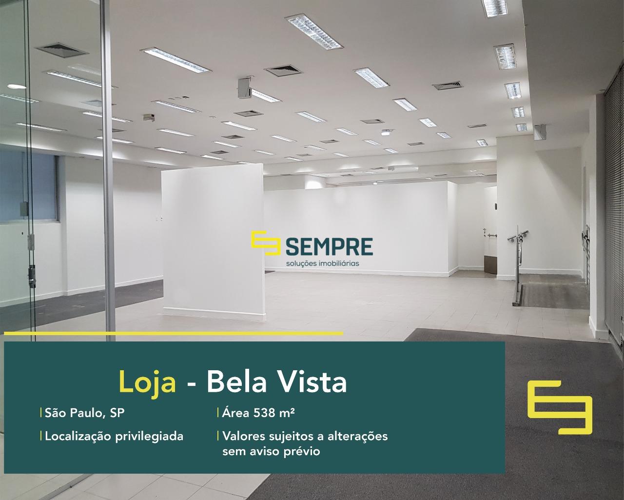 Loja para alugar no Bela Vista em São Paulo, excelente localização. O estabelecimento comercial conta, sobretudo, com área de 538 m².