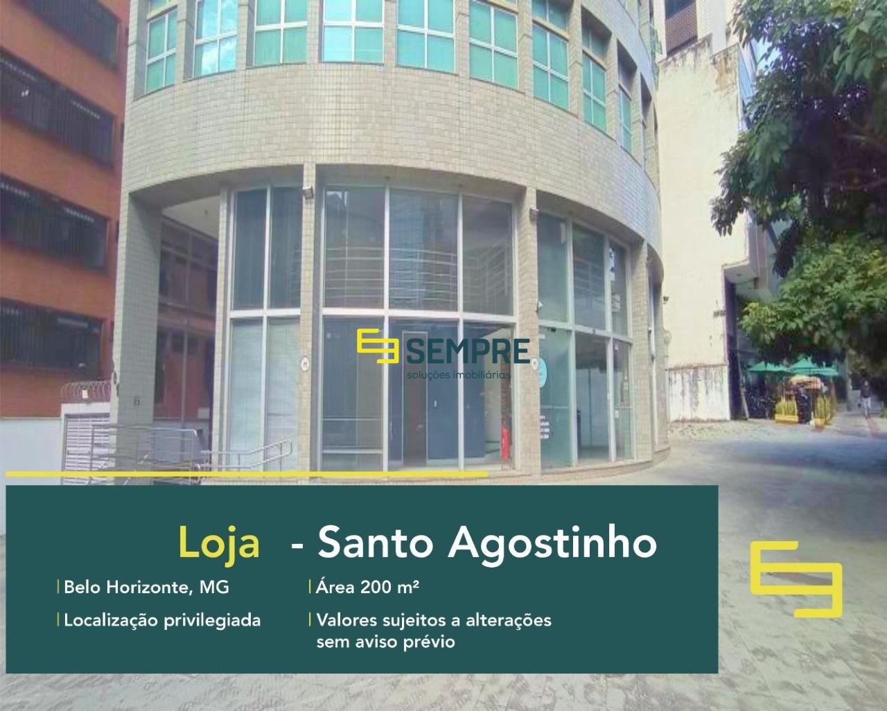 Loja para alugar no Santo Agostinho em Belo Horizonte. O estabelecimento comercial conta, sobretudo, com área de 200 m².