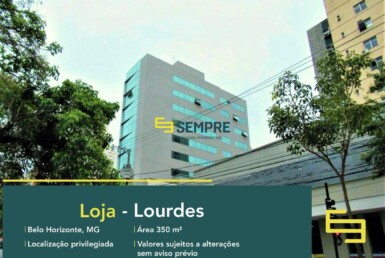 Loja para alugar no Lourdes em Belo Horizonte, em excelente localização. O estabelecimento comercial conta, sobretudo, com área de 350 m².