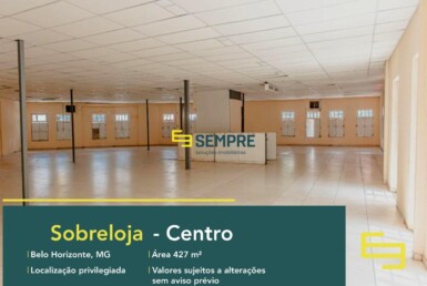 Loja para alugar no Centro de Belo Horizonte em excelente localização! O estabelecimento comercial conta, sobretudo, com área de 427 m².