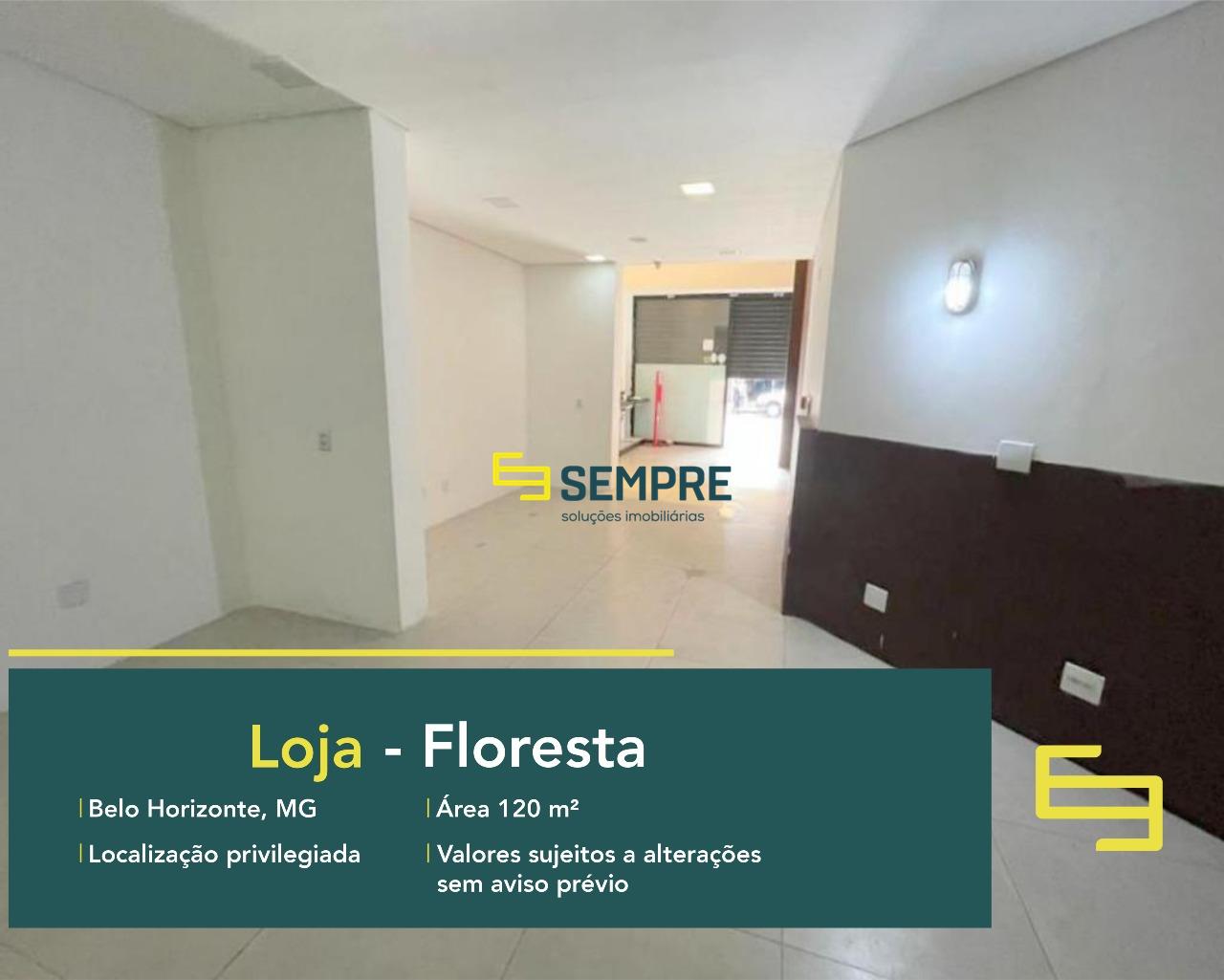 Loja para alugar no bairro Floresta em Belo Horizonte, excelente localização. O estabelecimento comercial conta com área de 120 m².
