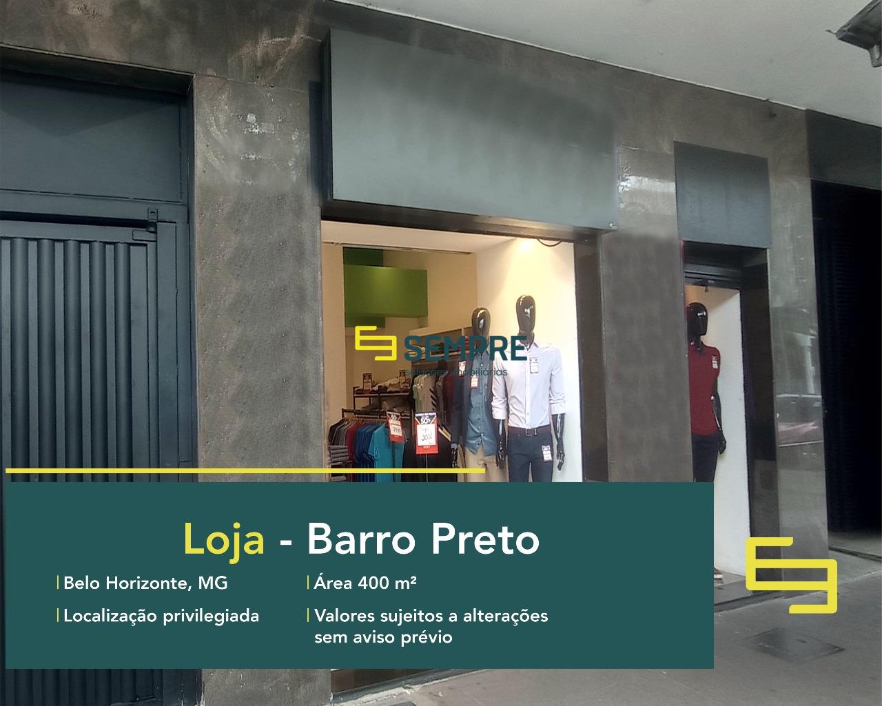 Loja para alugar no Barro Preto em excelente localização em Belo Horizonte. O estabelecimento comercial conta, sobretudo, com área de 400 m².