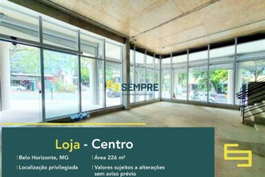 Loja para alugar no Centro de Belo Horizonte com excelente localização! O estabelecimento comercial conta, sobretudo, com área de 226 m².