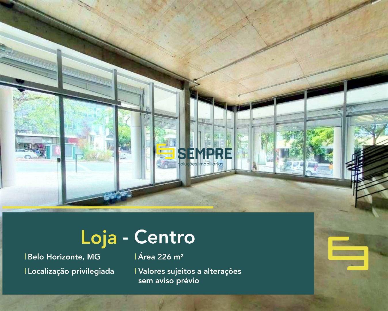 Loja para alugar no Centro de Belo Horizonte com excelente localização! O estabelecimento comercial conta, sobretudo, com área de 226 m².