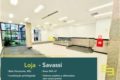 Loja para alugar na Savassi em BH, excelente localização. O Estabelecimento comercial para alugar conta sobretudo, com área de 665 m².
