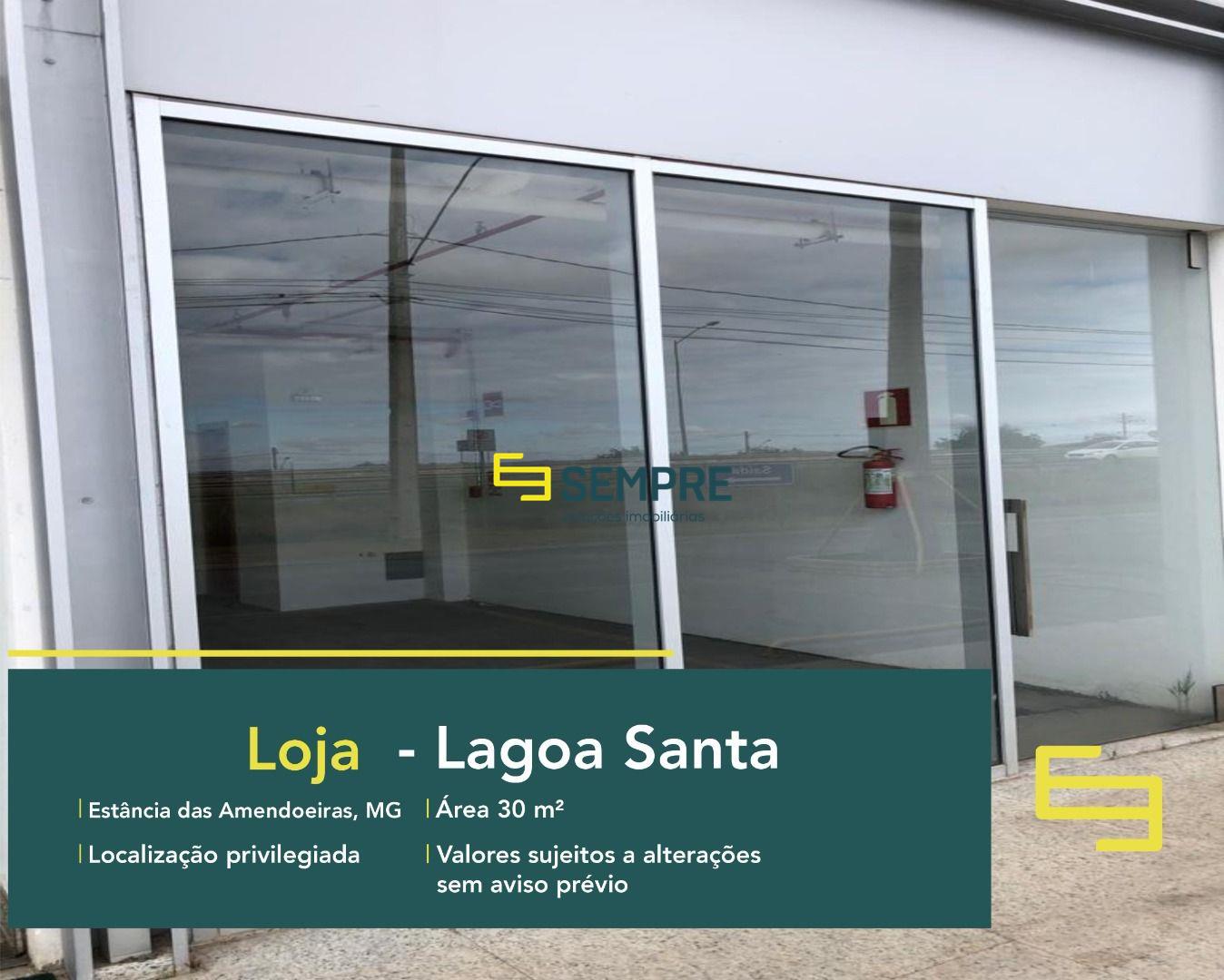 Loja para vender em Lagoa Santa com excelente localização. O estabelecimento comercial para alugar, conta sobretudo, com área de 30 m².