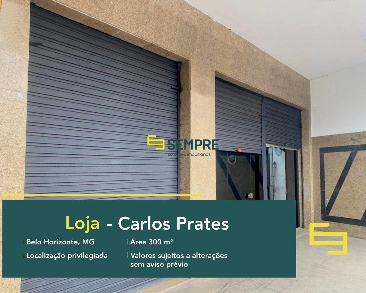 Loja para alugar no Carlos Prates em BH com excelente localização. O estabelecimento comercial para alugar conta com área de 300 m².