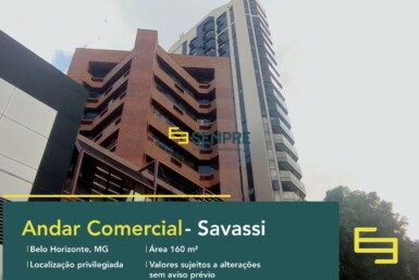 Andar comercial para alugar na Savassi em Belo Horizonte com excelente localização. O ponto comercial para locação conta com área de 160 m².