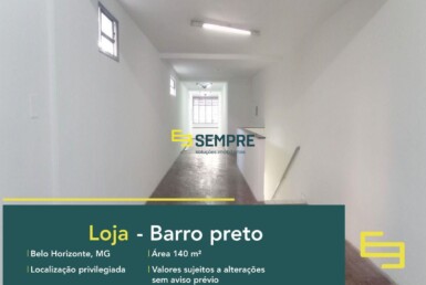 Loja para locação no Barro Preto em Belo Horizonte em excelente localização. Ponto comercial para alugar conta sobretudo com área de 140 m².