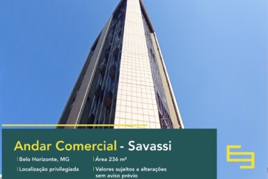 Andar comercial para vender na Savassi com 236m² em Belo Horizonte