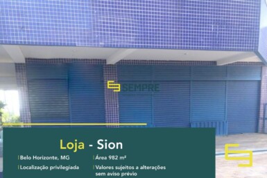 Loja para alugar no Sion em Belo Horizonte em excelente localização. O ponto comercial para alugar, conta sobretudo, com área de 982 m².