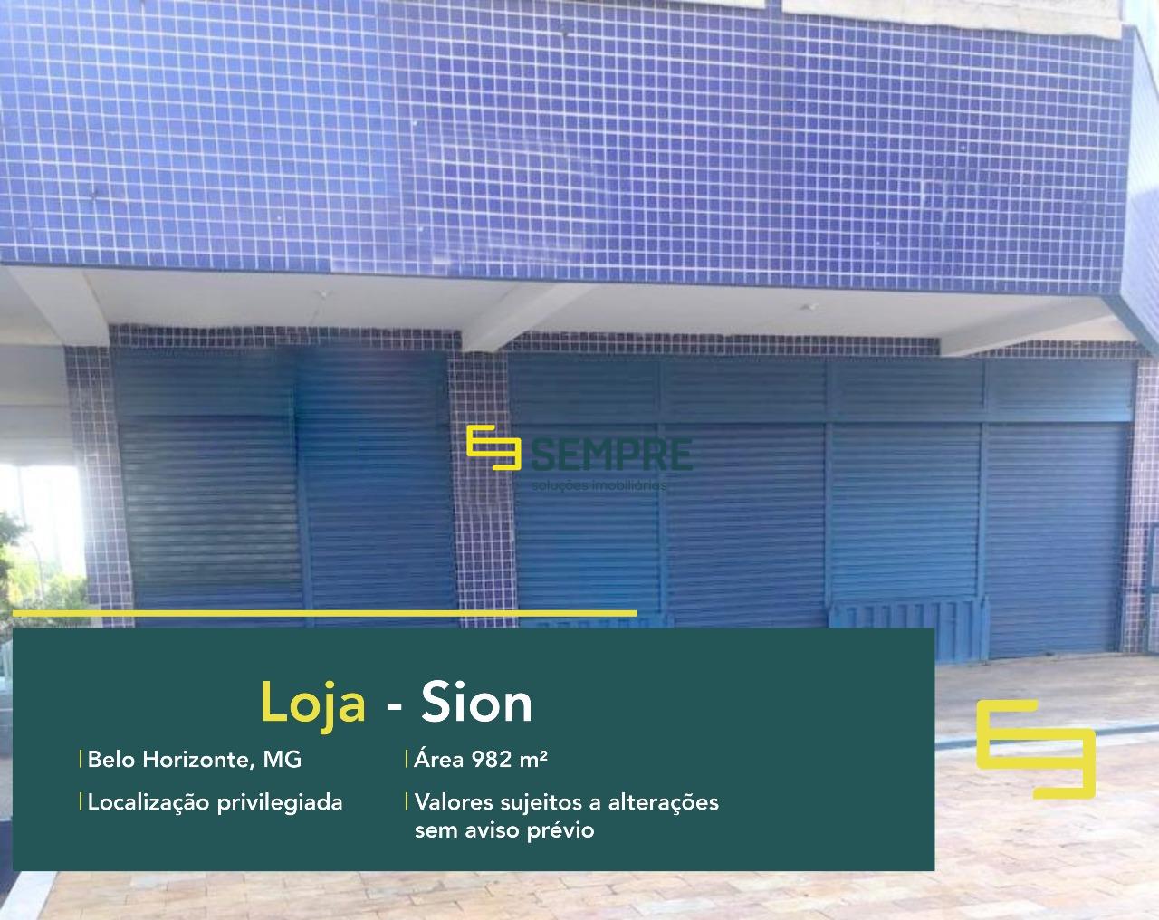 Loja para alugar no Sion em Belo Horizonte em excelente localização. O ponto comercial para alugar, conta sobretudo, com área de 982 m².