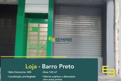 Loja para venda no Barro Preto em Belo Horizonte. Ponto comercial para venda conta, sobretudo, com área de 140 m².