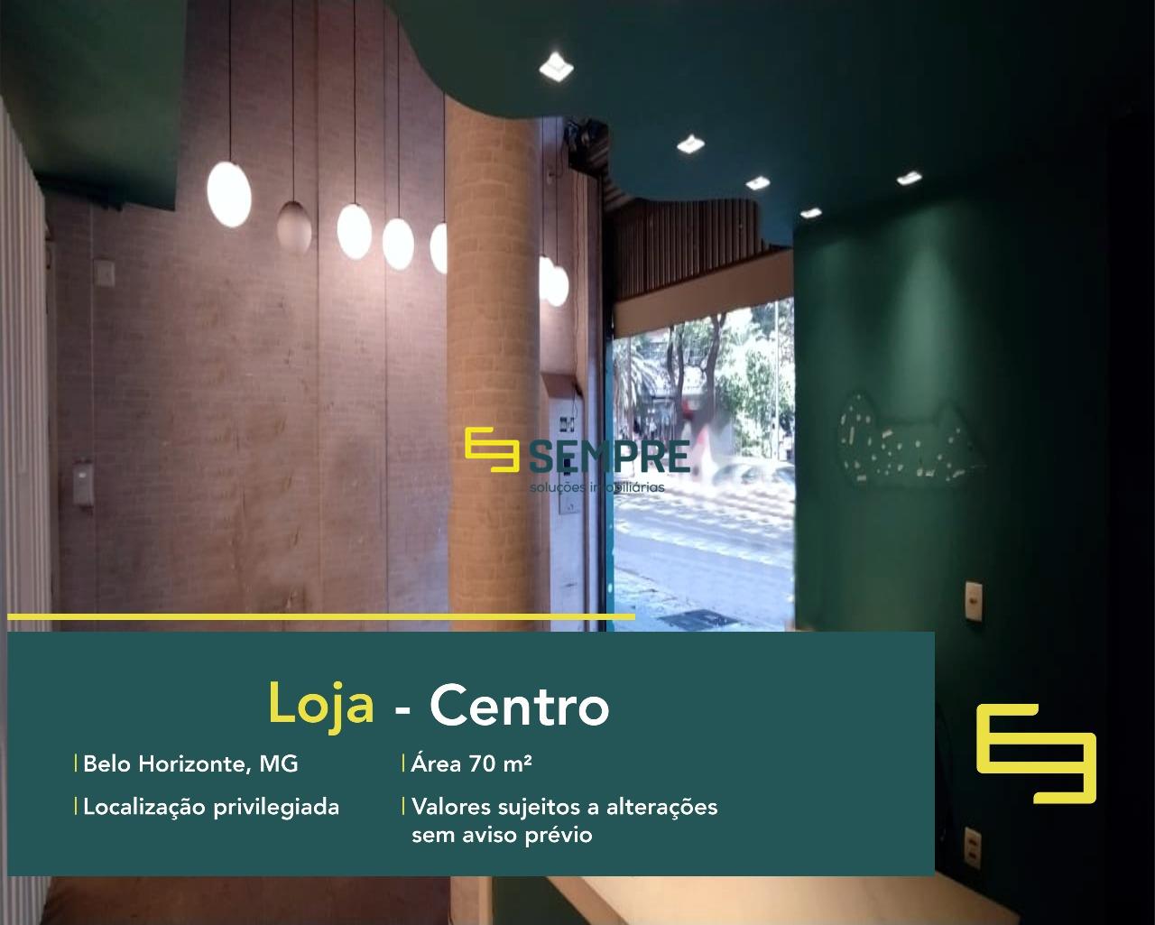 Aluguel de loja no Santo Agostinho em Belo Horizonte. O estabelecimento comercial para alugar, conta sobretudo, com área de 70 m².