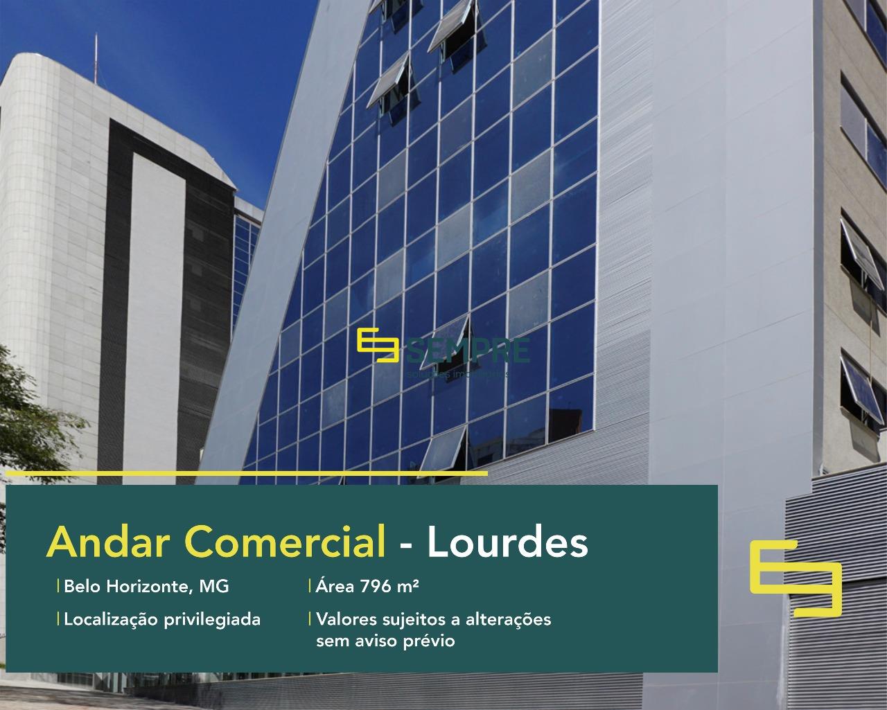 Andar corrido para alugar no Lourdes em Belo Horizonte. Estabelecimento comercial para alugar conta, sobretudo, com área de 796 m².