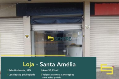 Locação de loja no Santa Amélia com excelente localização. O estabelecimento comercial para alugar, conta sobretudo, com área de 38,73 m².