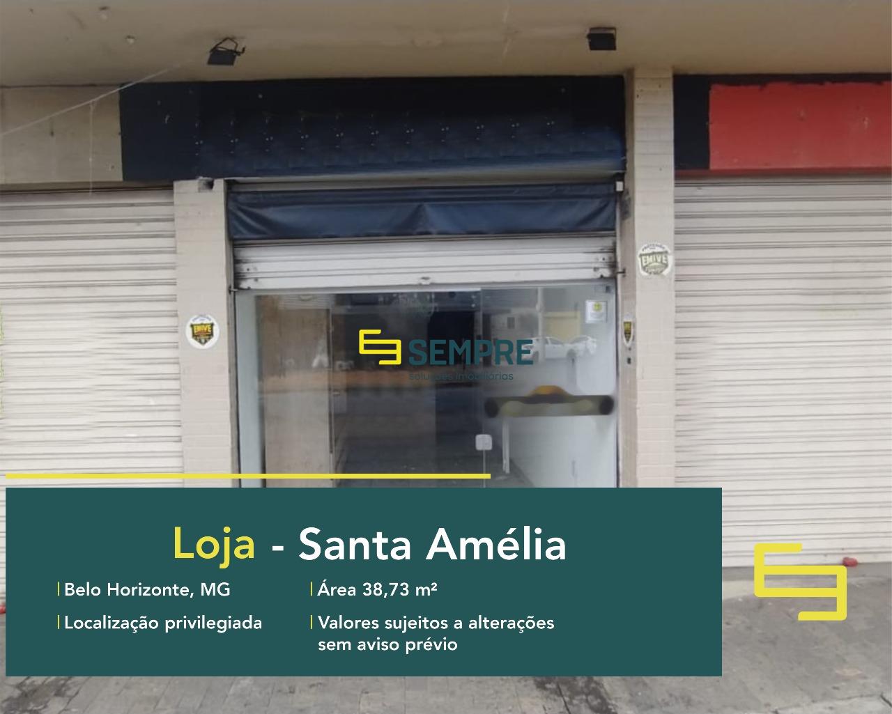 Locação de loja no Santa Amélia com excelente localização. O estabelecimento comercial para alugar, conta sobretudo, com área de 38,73 m².