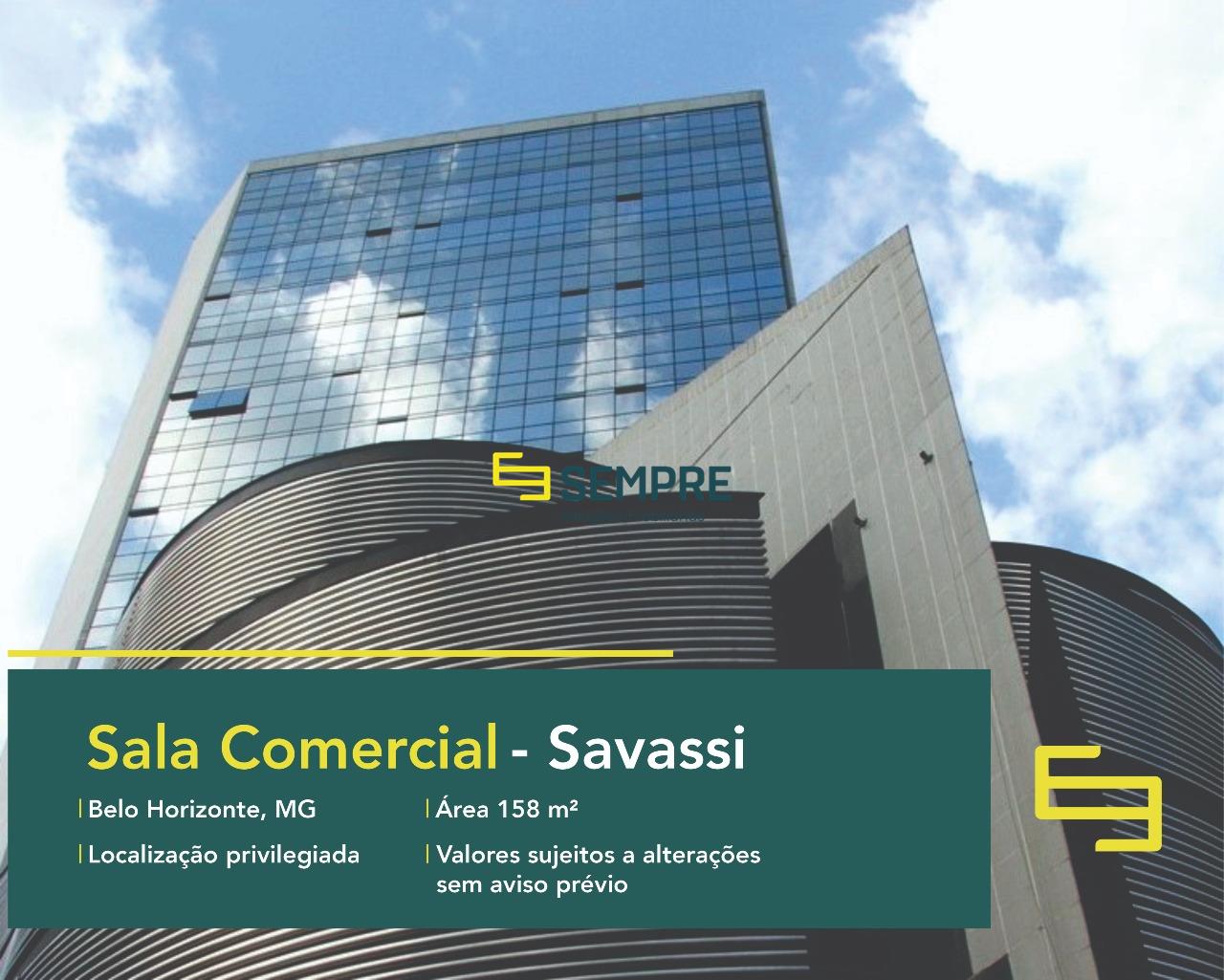 Sala comercial para alugar na Savassi em BH, excelente localização! O prédio comercial conta, sobretudo, com área de 158 m².