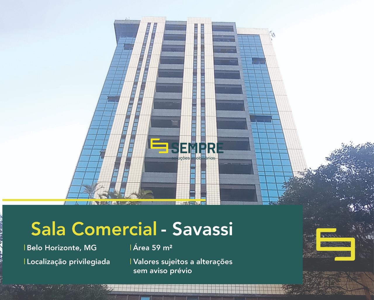 Sala comercial para vender na Savassi em Belo Horizonte, excelente localização. O ponto comercial conta, sobretudo, com área de 59 m².