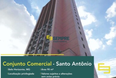 Conjunto de salas comerciais para vender no Santo Antônio em Belo Horizonte. O estabelecimento comercial conta com área de 45 m² cada.