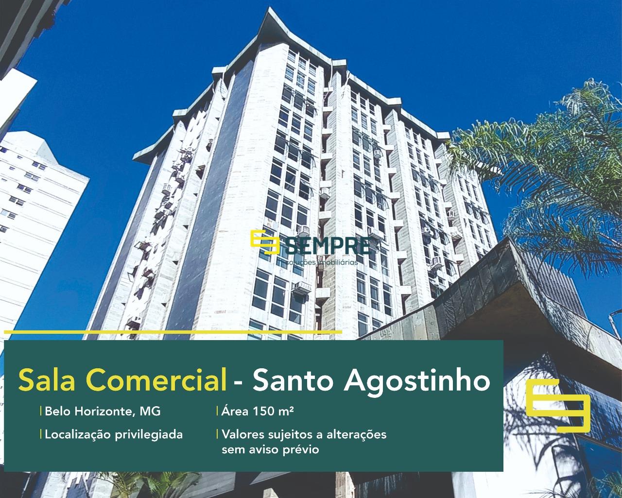 Sala comercial para alugar no Santo Agostinho em Belo Horizonte, excelente localização. O estabelecimento comercial conta com área de 150 m².