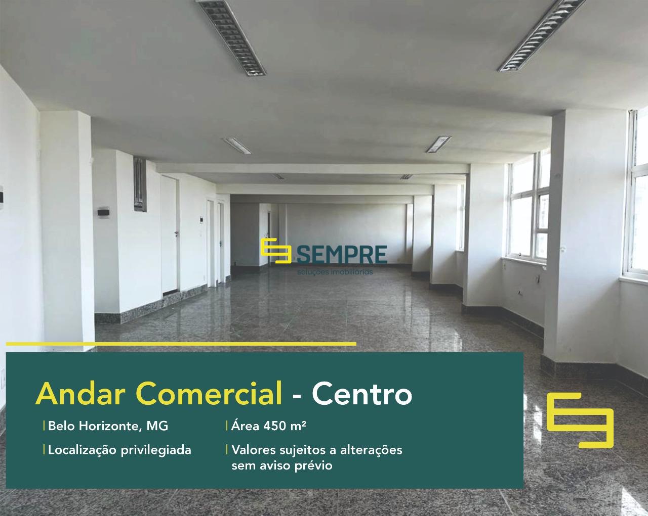 Andar comercial para alugar no Centro de Belo Horizonte, em excelente localização! O estabelecimento conta com área de 450 m².
