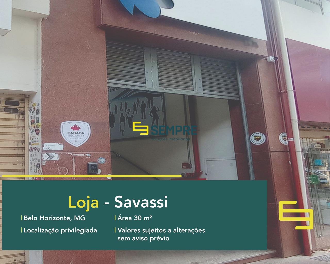 Loja para vender no bairro Savassi em Belo Horizonte, excelente localização. O estabelecimento comercial conta, sobretudo, com área de 30 m².