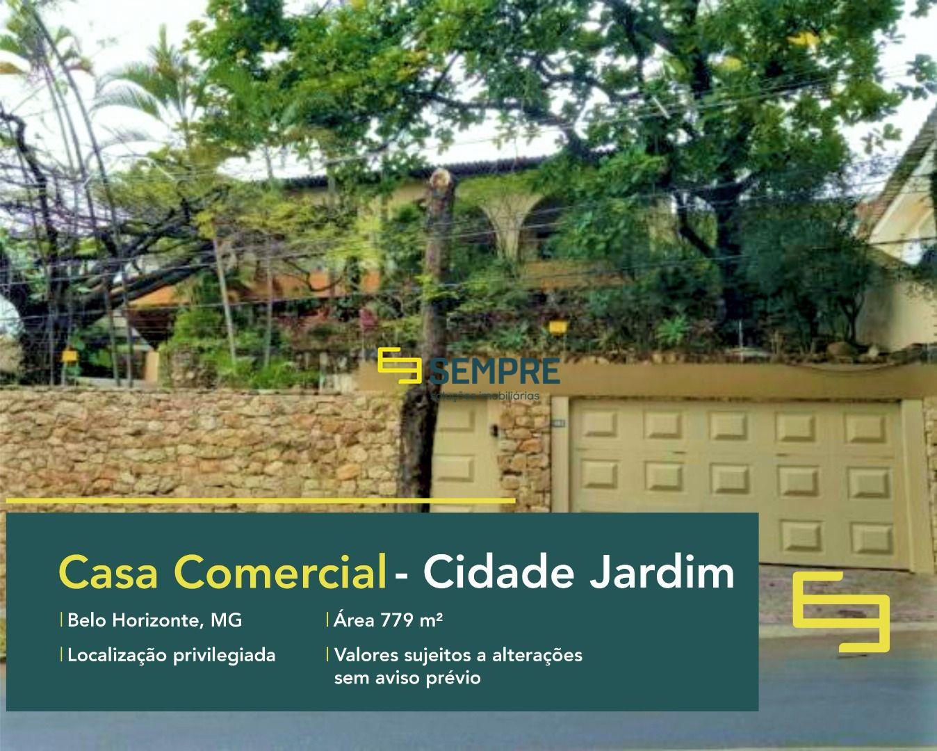 Casa comercial à venda no bairro Cidade Jardim em Belo Horizonte, excelente localização. O ponto comercial conta com área de 779 m².
