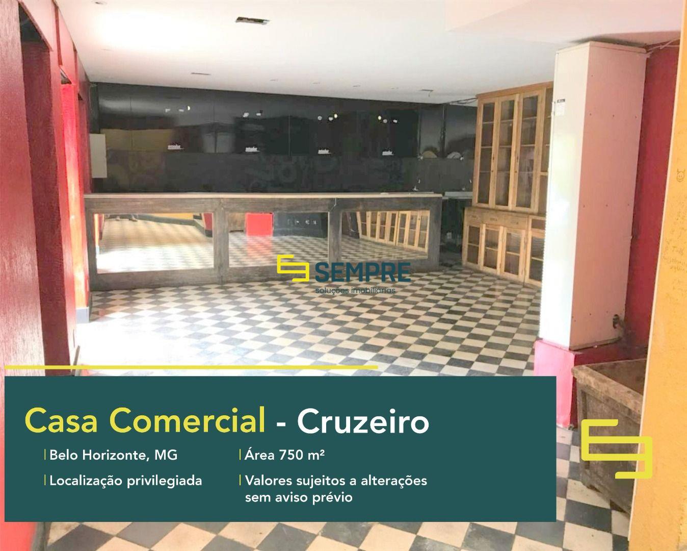 Casa comercial para alugar no Cruzeiro em Belo Horizonte, excelente localização. O estabelecimento comercial conta com área de 750 m².