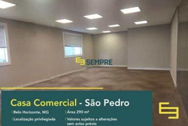Casa comercial para alugar no São Pedro em Belo Horizonte, excelente localização. O estabelecimento comercial conta com área de 290 m².