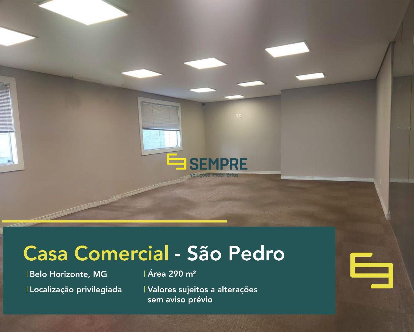 Casa comercial para alugar no São Pedro em Belo Horizonte, excelente localização. O estabelecimento comercial conta com área de 290 m².