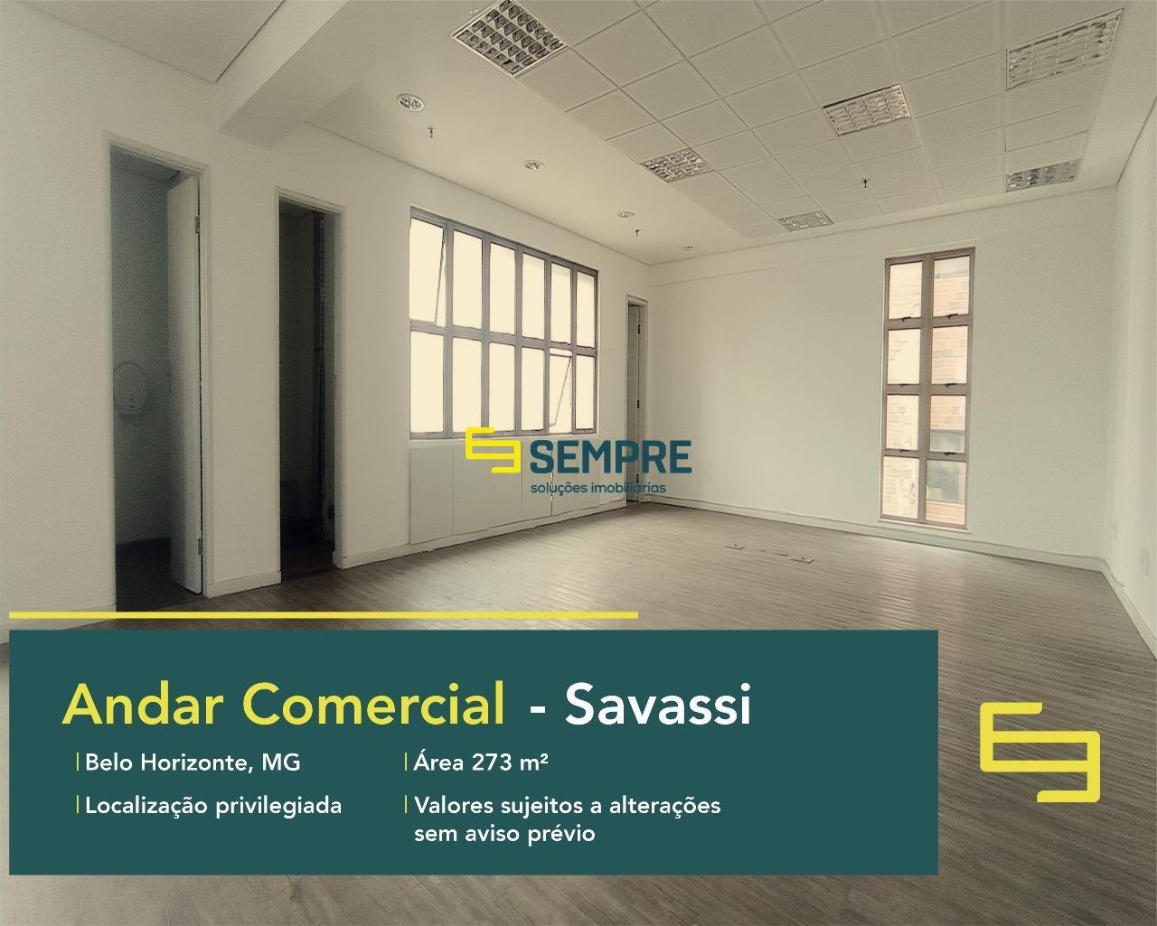 Andar comercial na Savassi para locação em Belo Horizonte, excelente localização. O estabelecimento comercial conta com área de 273 m².