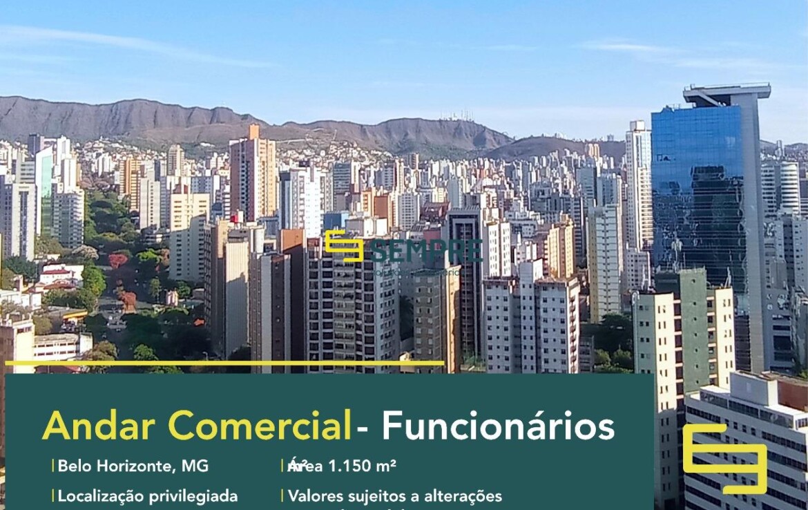 Andar corrido no bairro Funcionários para alugar em Belo Horizonte - Edifício Séculus Business Center, o andar conta com área de 1.150 m².