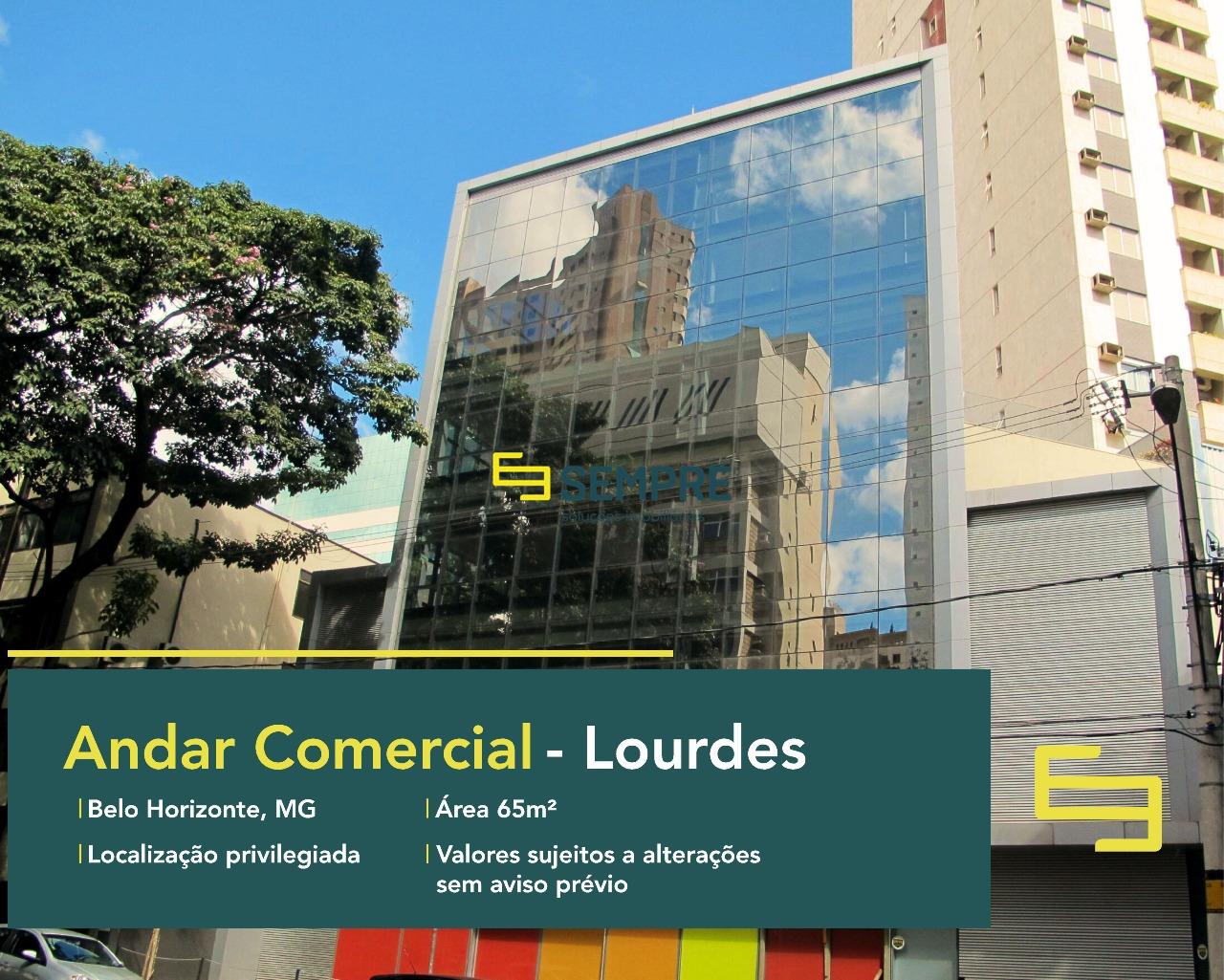 Andar corrido no bairro Lourdes para alugar, em Belo Horizonte. O estabelecimento comercial conta, sobretudo, com área de 65 m².