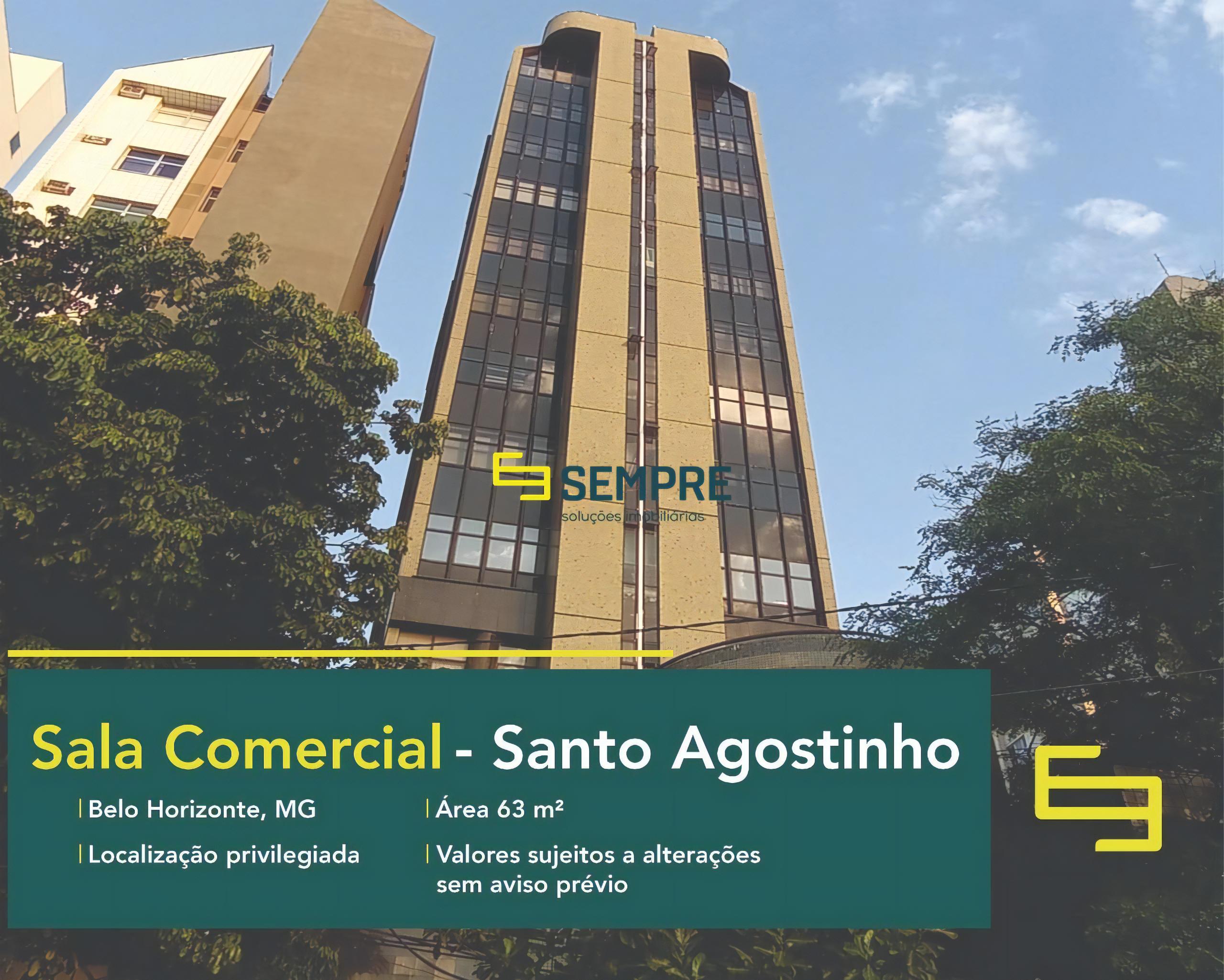 Sala comercial no Santo Agostinho à venda em Belo Horizonte, excelente localização. O estabelecimento comercial conta com área de 63 m².