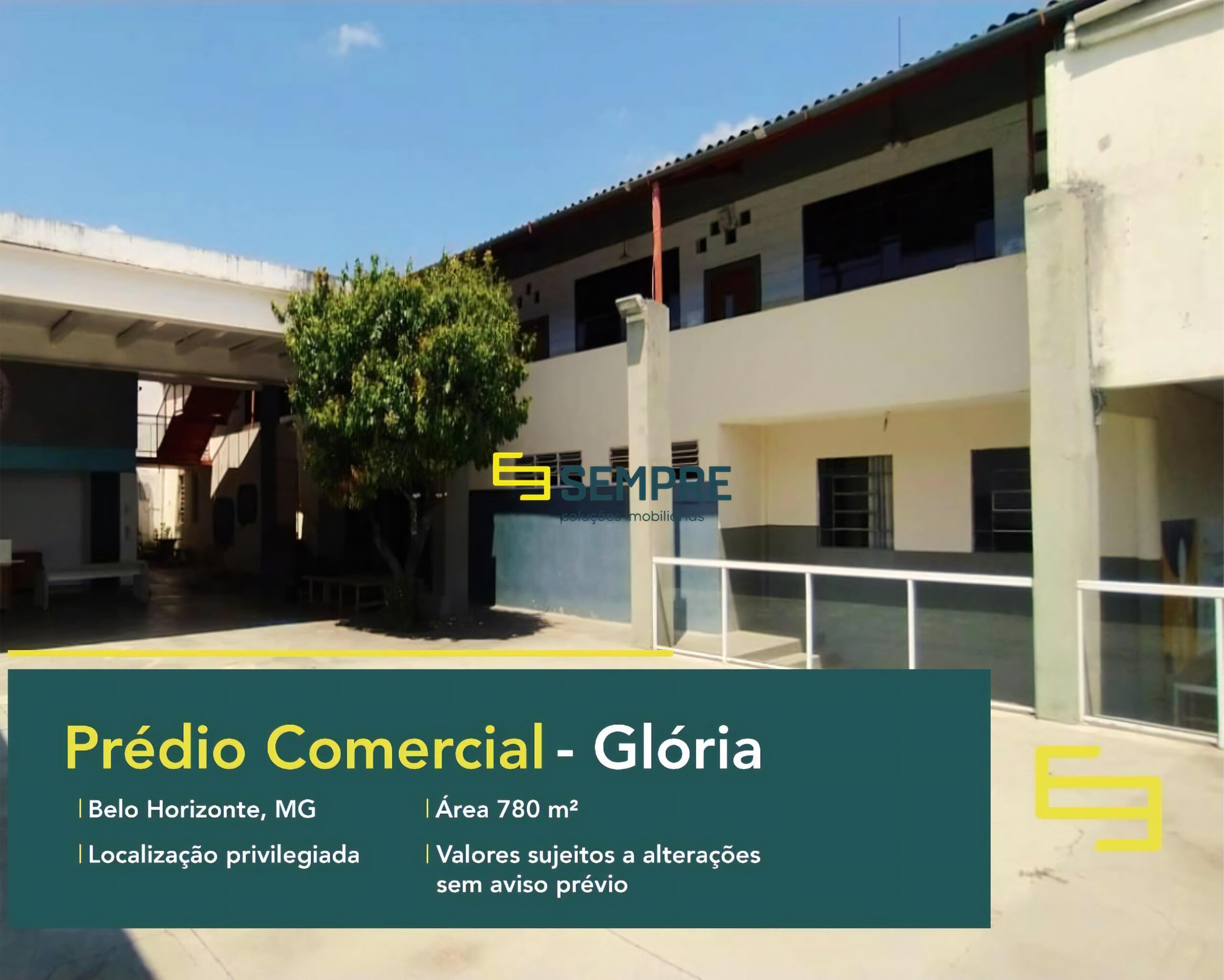 Prédio comercial à venda em Belo Horizonte no bairro Glória, em excelente localização. O estabelecimento comercial conta com área de 780 m².