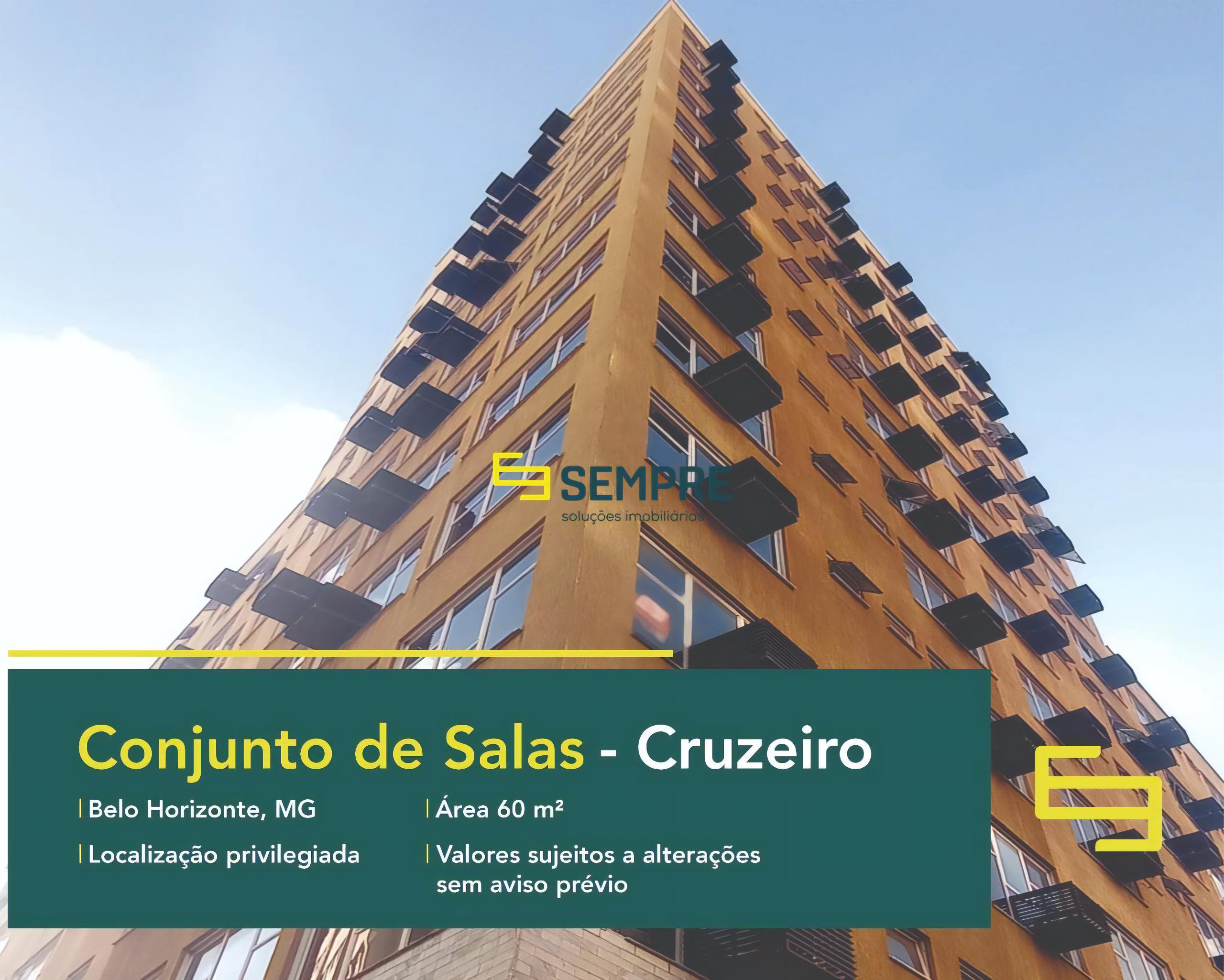 Conjunto de salas comerciais no Cruzeiro para venda em Belo Horizonte, excelente localização. O ponto comercial conta com área de 60 m².