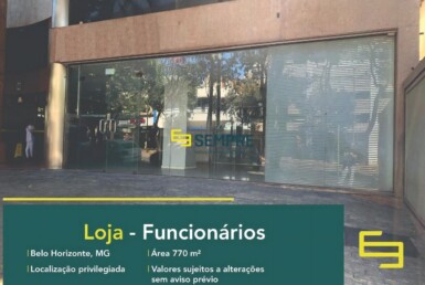 Loja no Funcionários para alugar em Belo Horizonte, excelente localização. O estabelecimento comercial conta com área de 770 m².