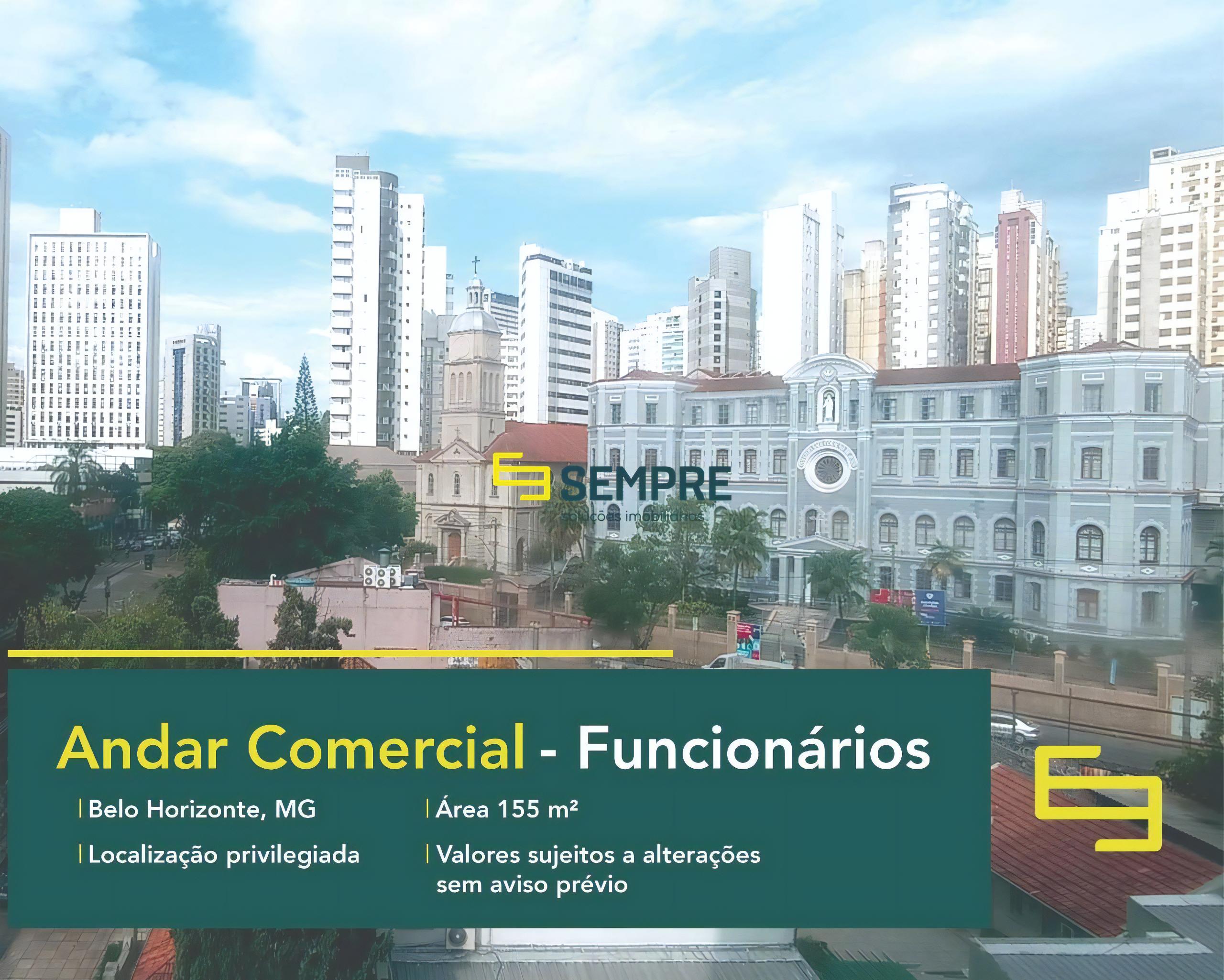 Andar comercial para locação no Funcionários/ Savassi, excelente localização. O estabelecimento comercial conta com área de 155 m².