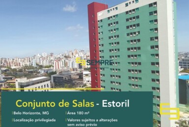 Sala comercial no Estoril para vender em Belo Horizonte, excelente localização. O estabelecimento comercial conta com área de 180 m².