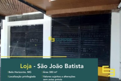 Loja na Av Pedro I para alugar no São João Batista - BH, excelente localização. O estabelecimento comercial conta com área de 380 m².