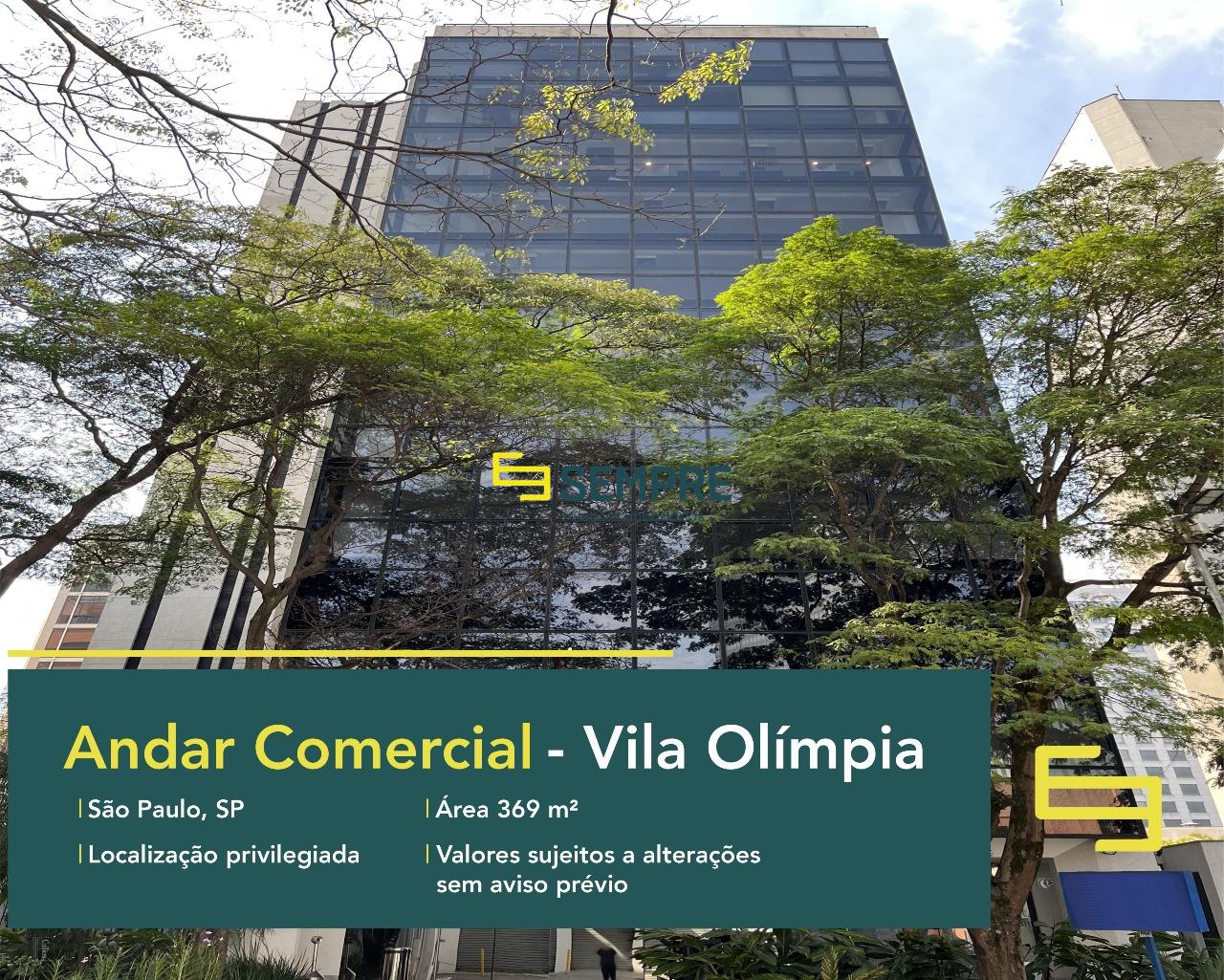 Laje corporativa no Vila Olímpia para locação em São Paulo, excelente localização. O estabelecimento empresarial conta com área de 369,12 m².