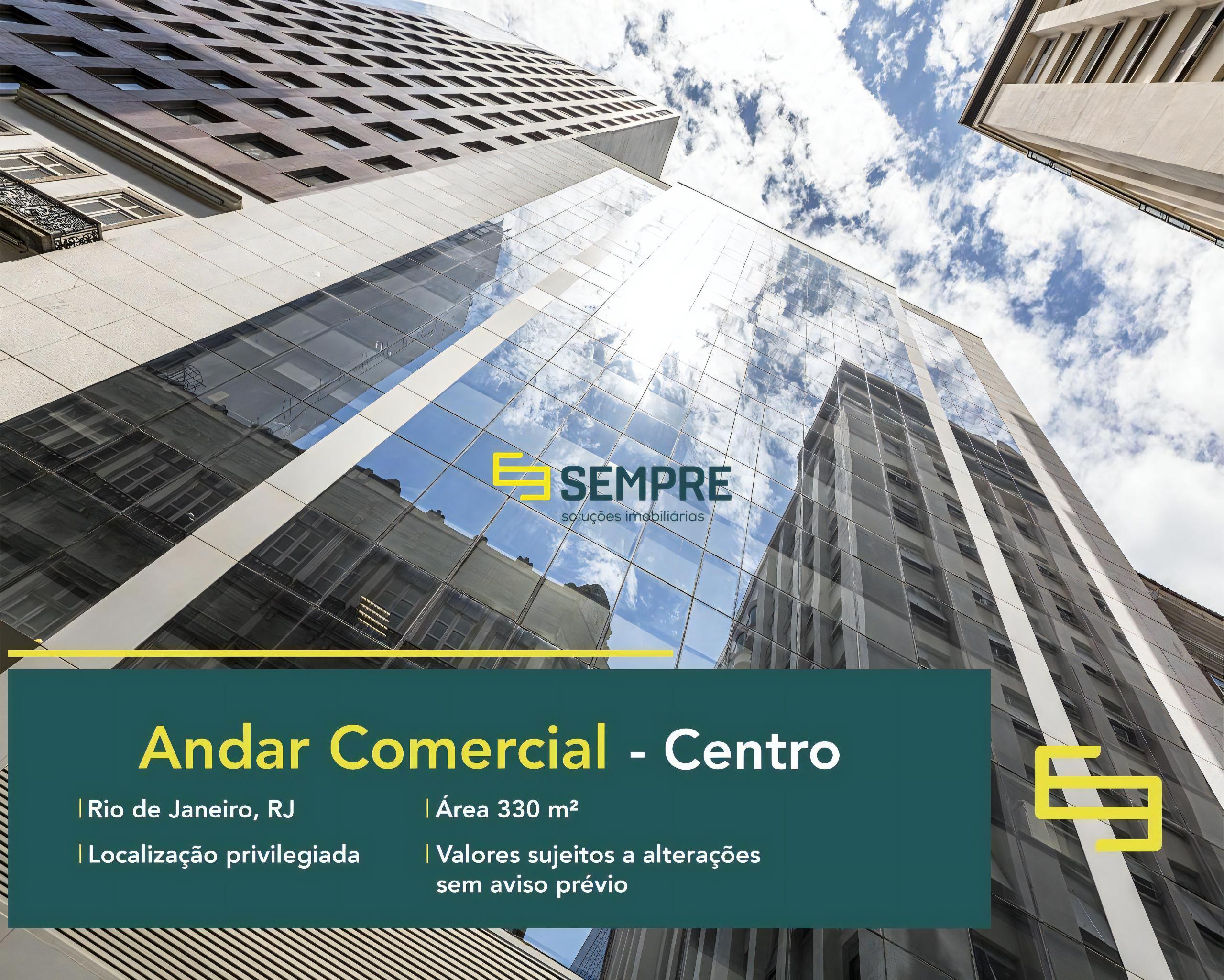 Andar comercial no Centro do Rio de Janeiro para alugar, excelente localização. O estabelecimento comercial conta com área de 330 m².